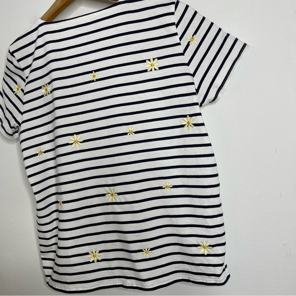 Sézane Evan Striped Daisy Embroidered T-Shirt 100% Cotton Luxury Designer Sz S - Picture 14 of 14